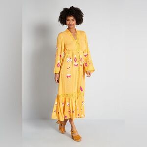 NWT Frock & Frill. Modcloth Sunshine of Your Love Yellow Floral Midi Dress Sz 6